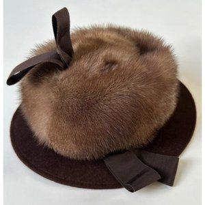 Vintage 1950’s Brown Fur Fantaisie Hat size Small Creation Martine [UNISEX]